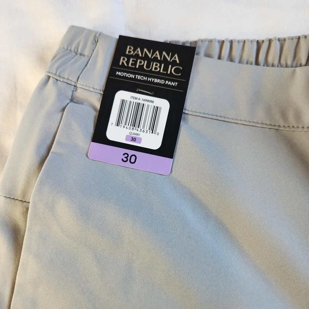BANANA REPUBLIC‎ Motion Tech Hybrid Pants Mens 30 Quarry Gray Water Repellent